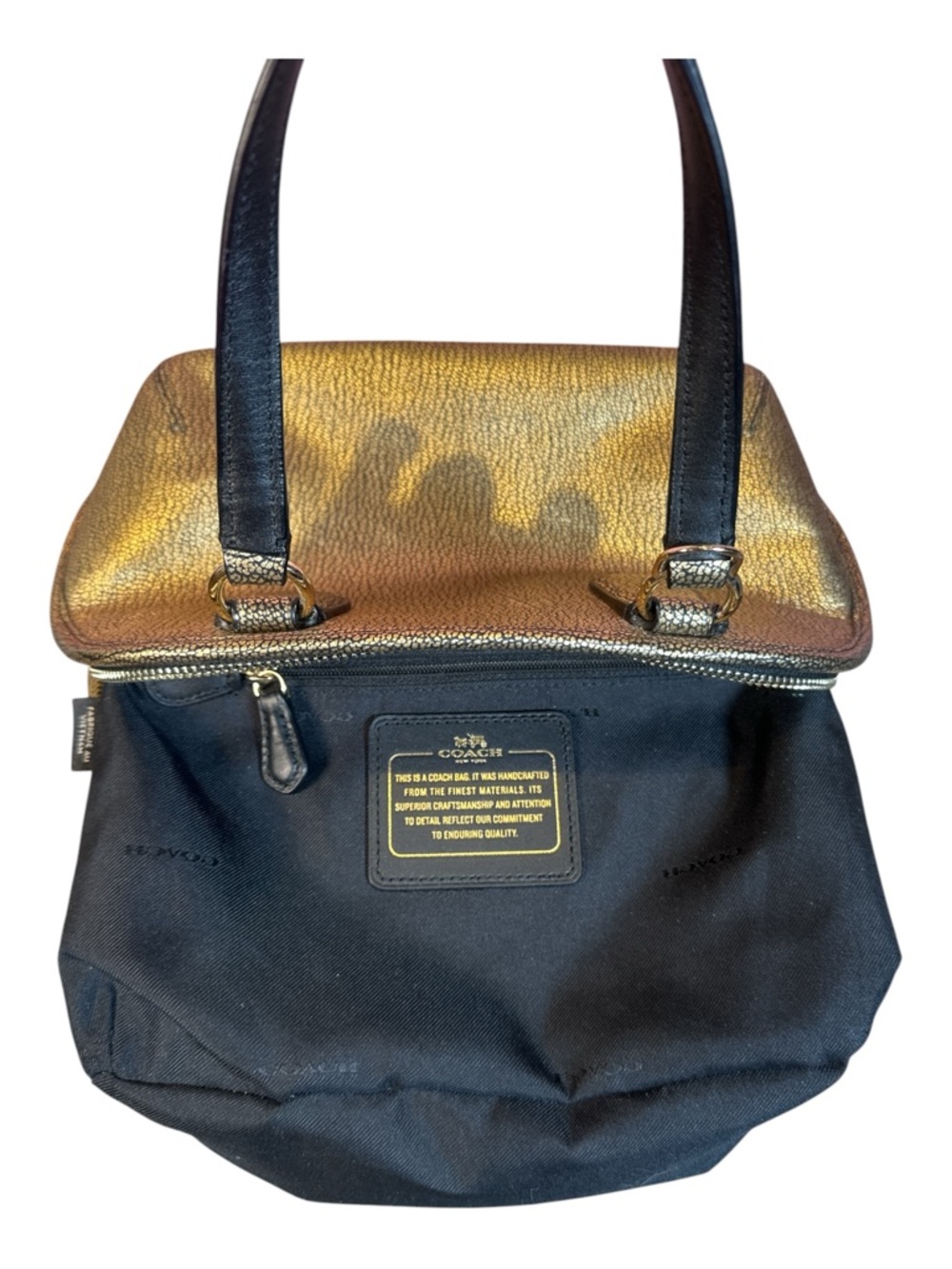 COACH Mini Prince St Metallic Gold Crossbody Like New - Picture 11 of 17